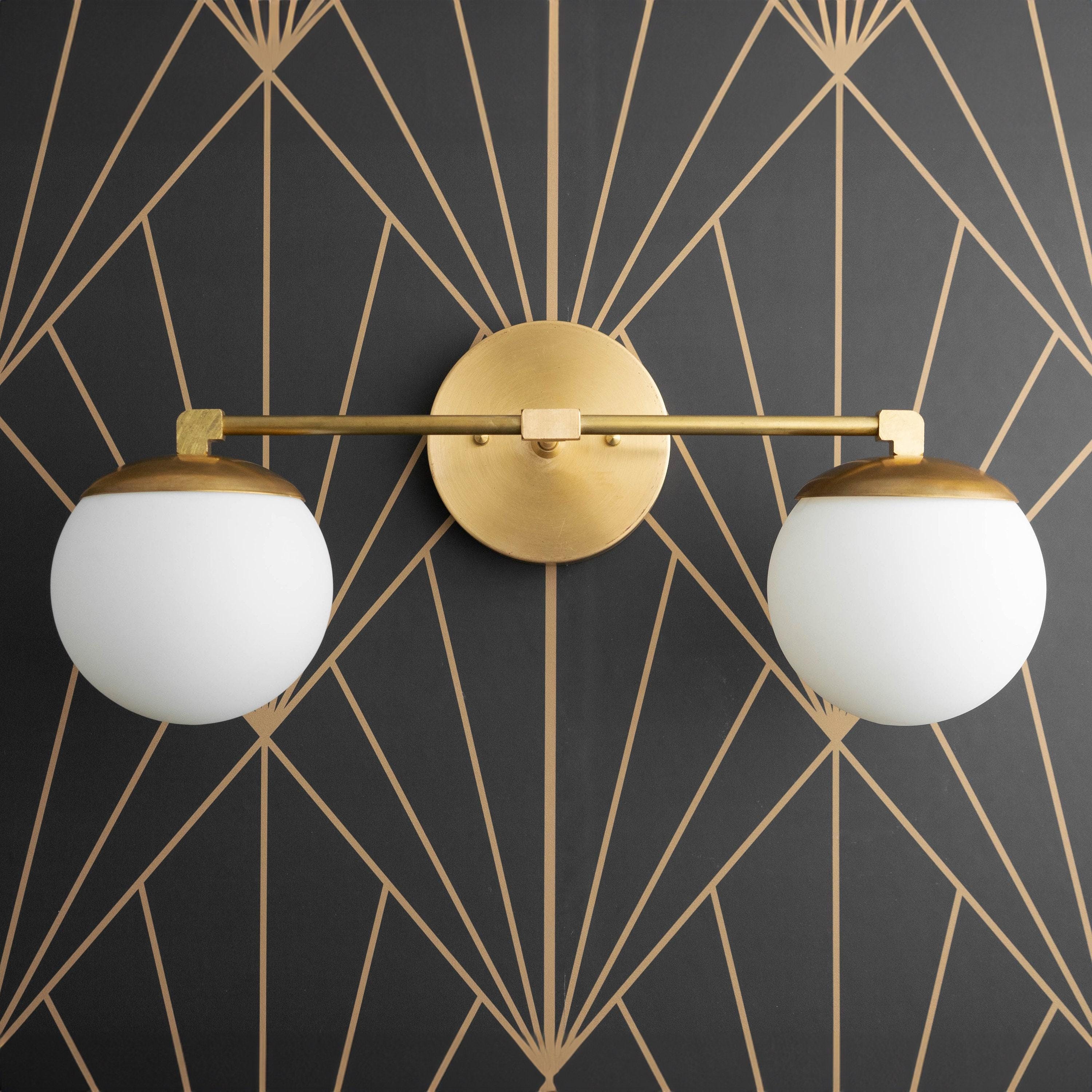 Glorica Glass Vanity Light - Art Deco Brass Wall Globe Fixture Modern K1521