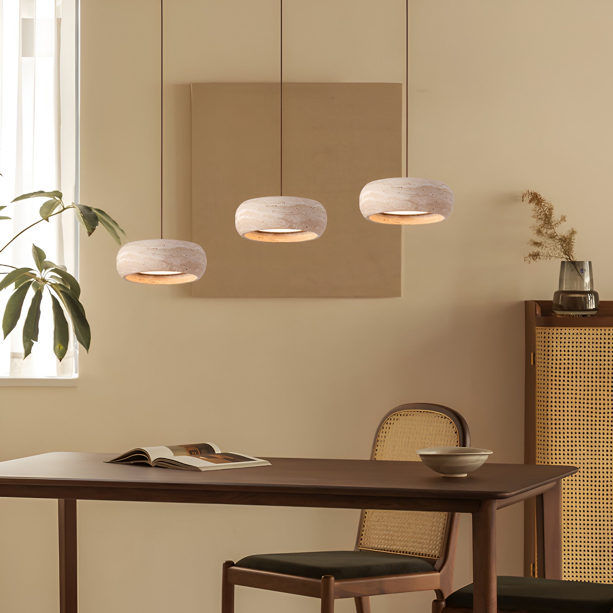 Wabi Sabi Style Travertine Stone Pendant Light D934