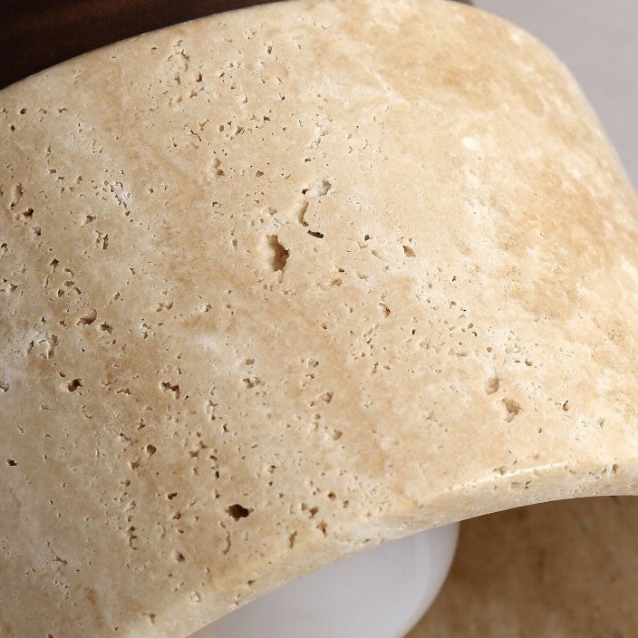 Japanese Minimalist Round Yellow Travertine Shade 1-Light Semi-Flush Mount Ceiling Light K844
