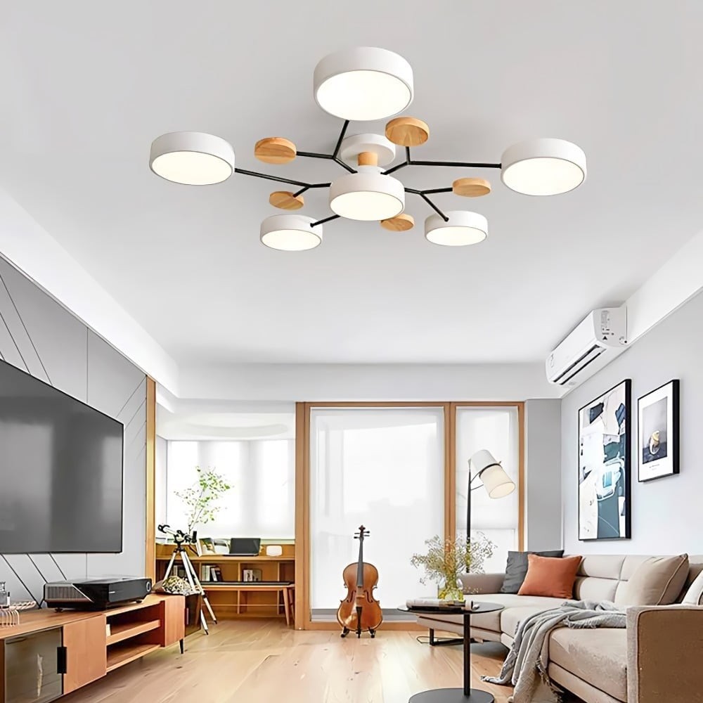 Coloful Branched Round Wooden Ceiling Light K176