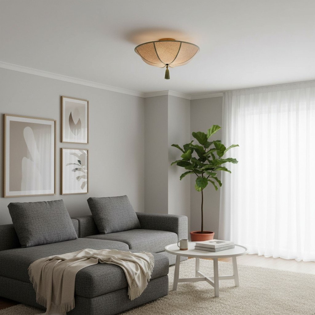 Valoflor Modern Floral Fabric Ceiling Lamp - Decorative Petal Flush Mount for Bedrooms and Living Areas K2146