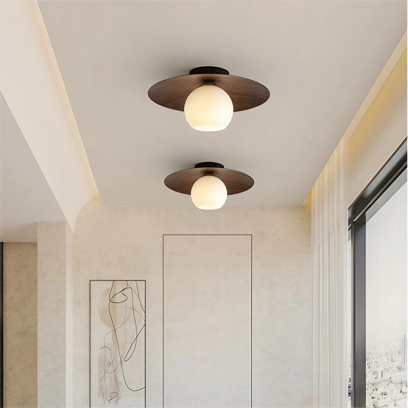 Nordic Ribbed Glass Dome Ceiling Light K170