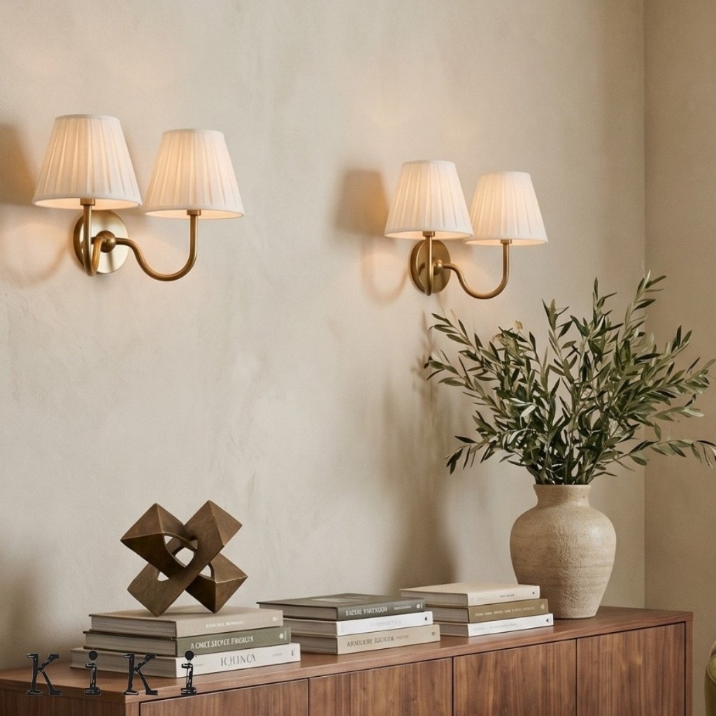 Luvora Pleated Fabric Shade Wall Sconce – Modern Classic Indoor Lighting K1306