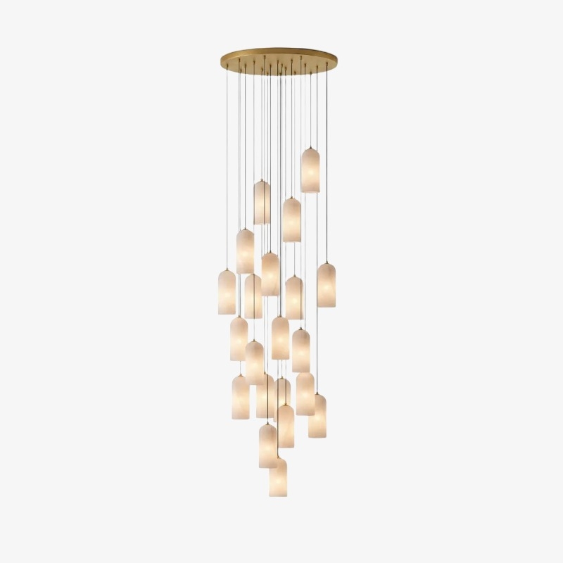 Alabresca Mid Century Alabaster Pendant Light - Multi Heads Hanging Lamp for Kitchen Island K2317