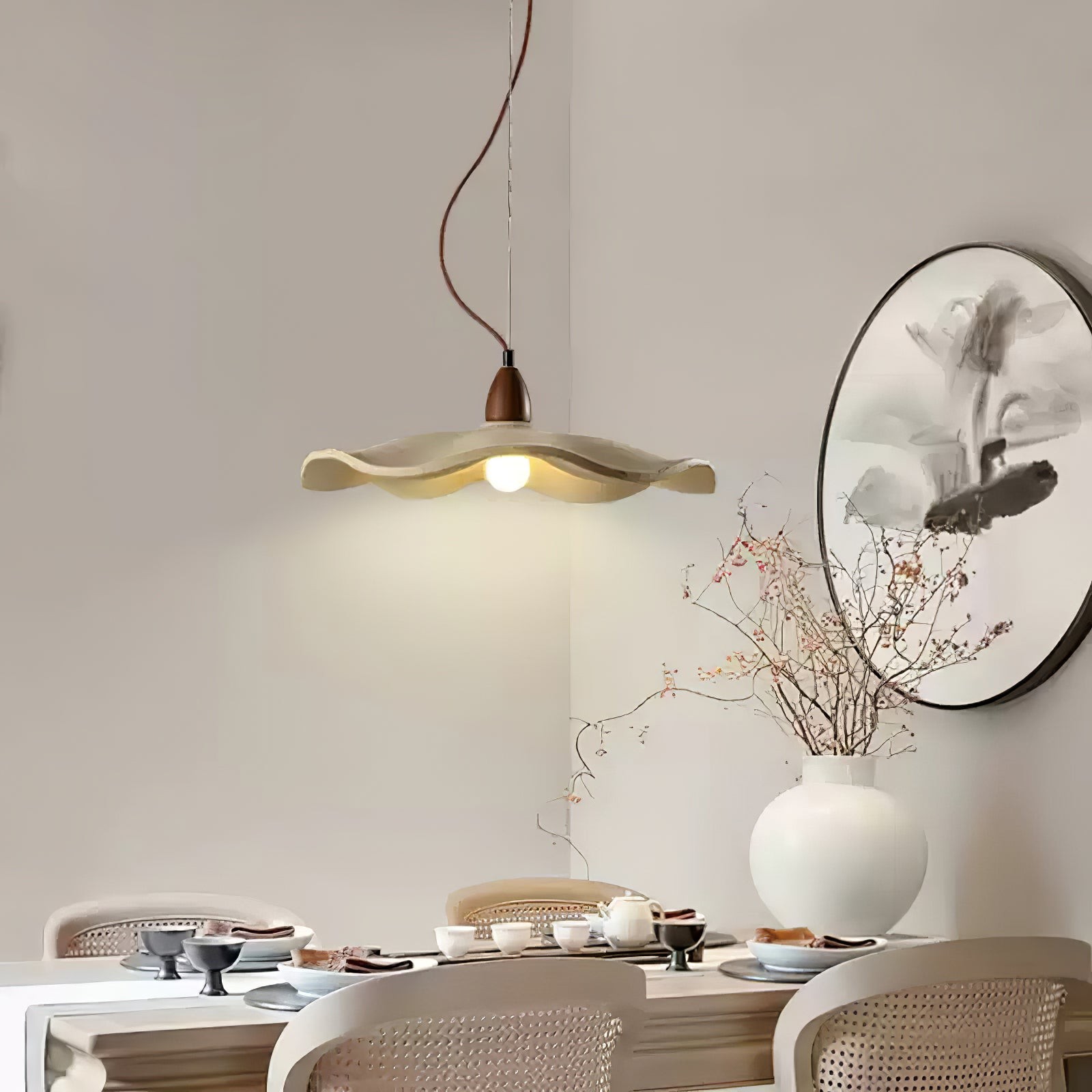 Japanese Wabi-Sabi Style Cement Wave Pendant Lamp K309