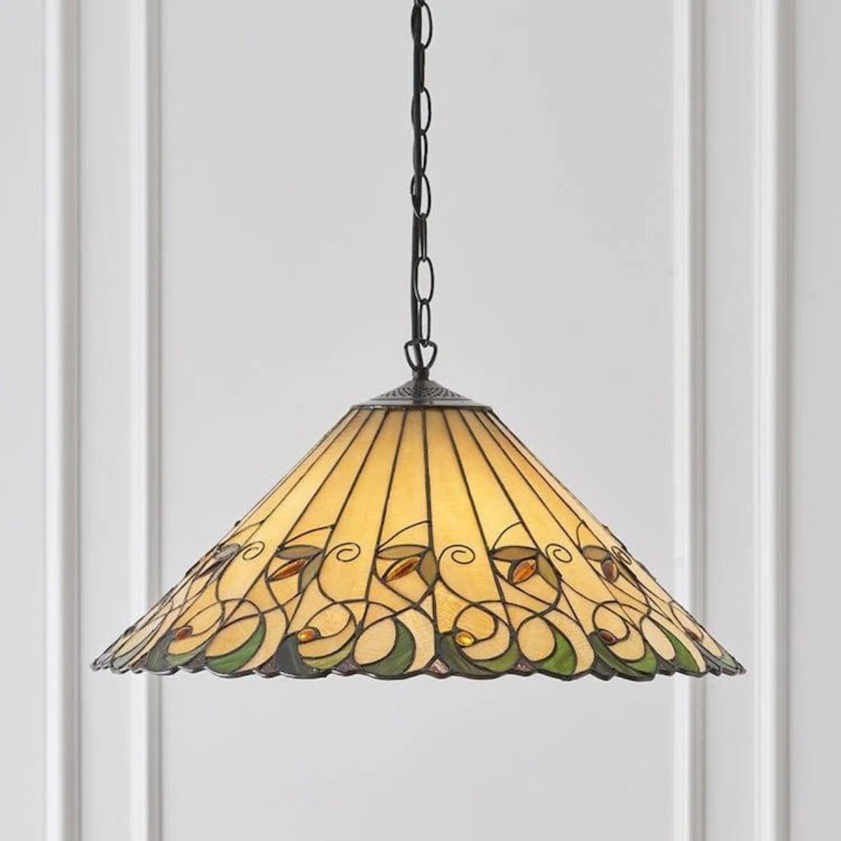 TF Jamelia Vintage Floral Stained Glass Dome Ceiling Light for Dining Rooms K2026