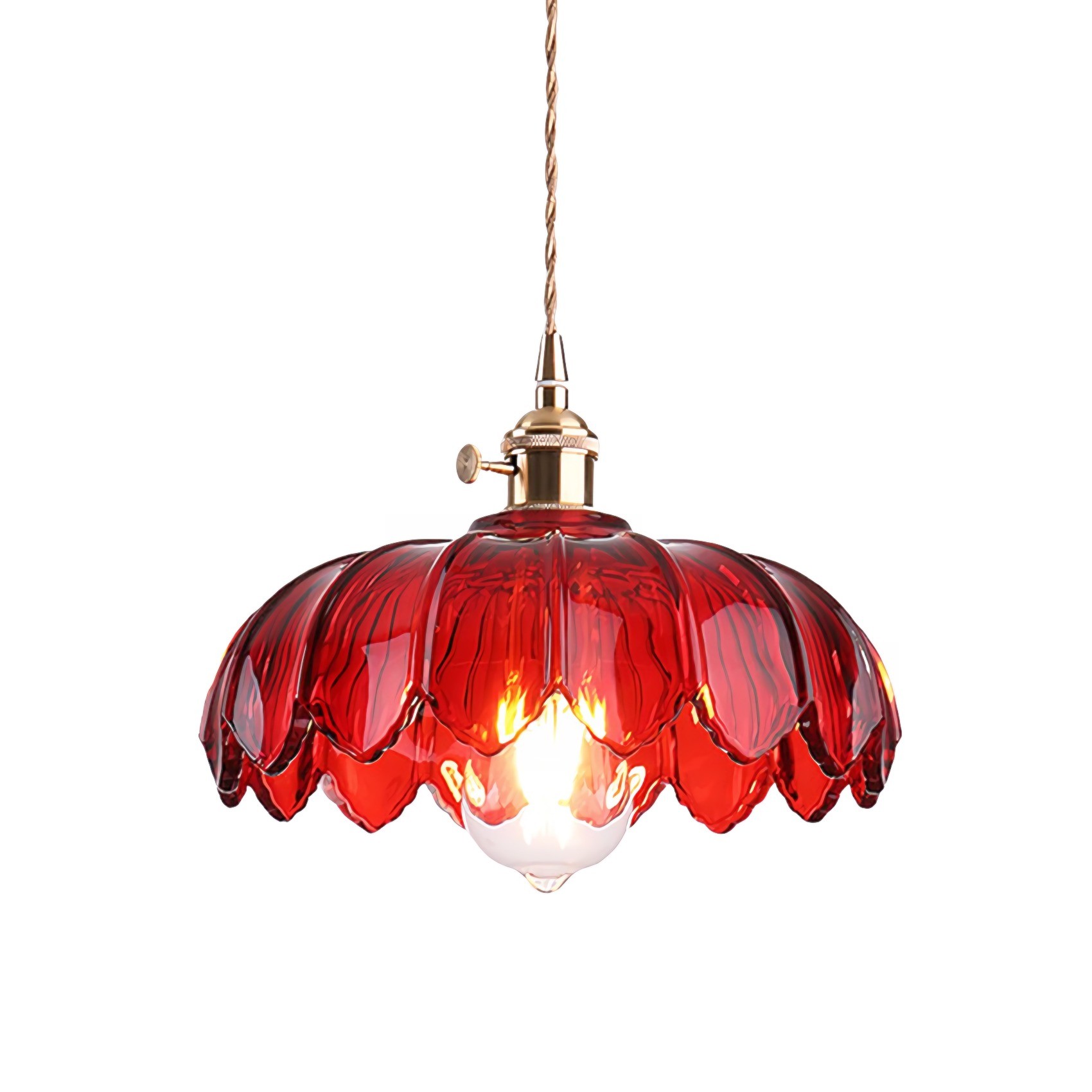 Antique Petal Brass Glass Pendant Light K68