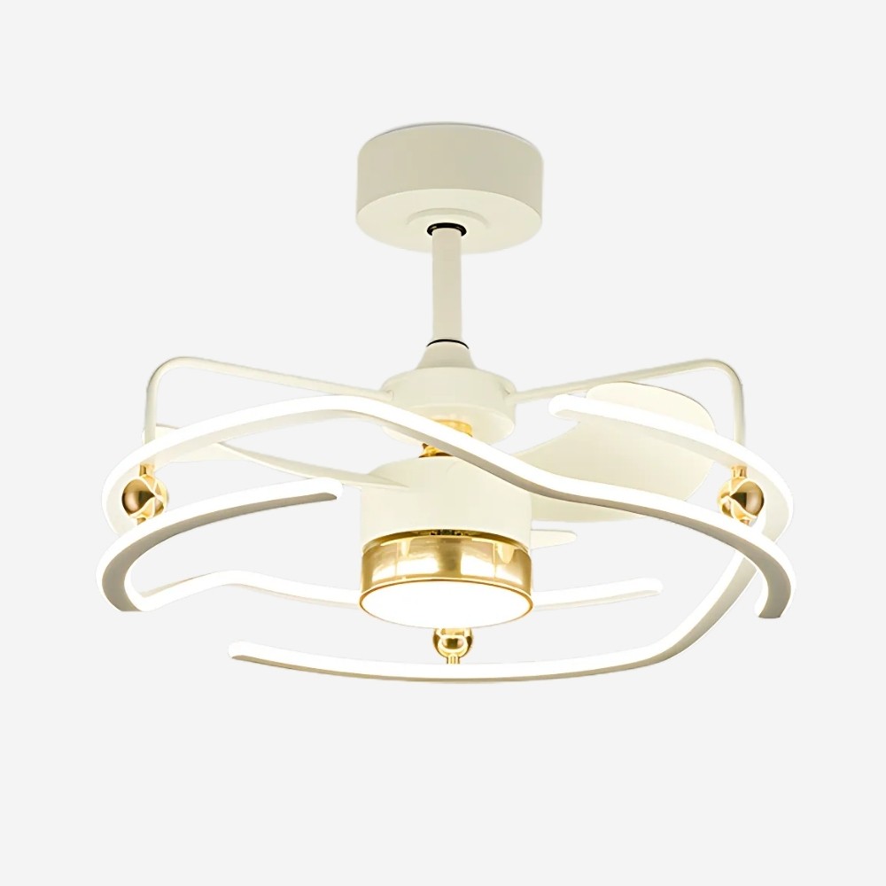 Modern White Led Ceiling Fan Light For Dining Room K1103