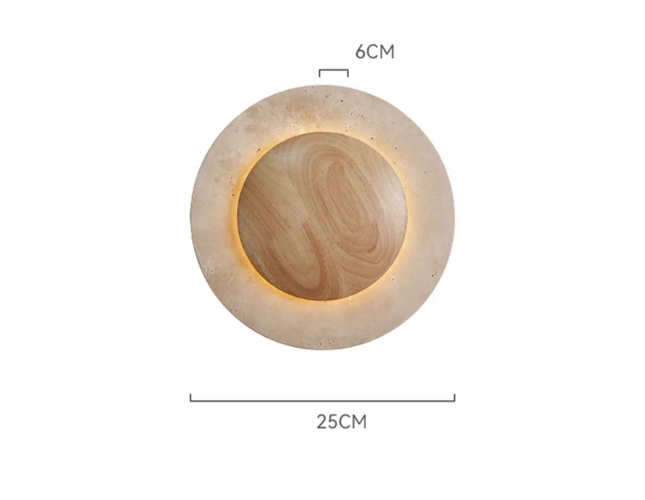 Round Travertine Wood Wall Light D880