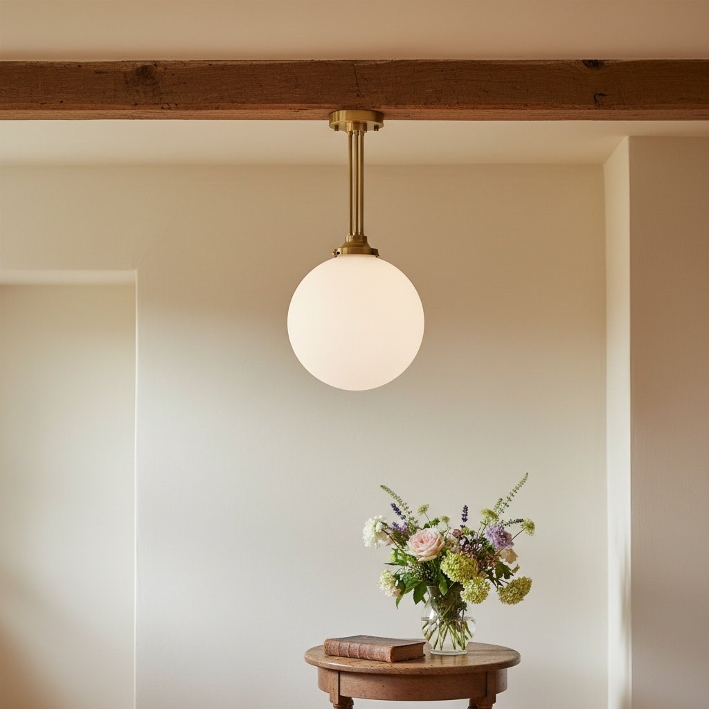 Glorica Glass Frosted Globe Pendant Light - Art Deco Hanging Light for Home K1514