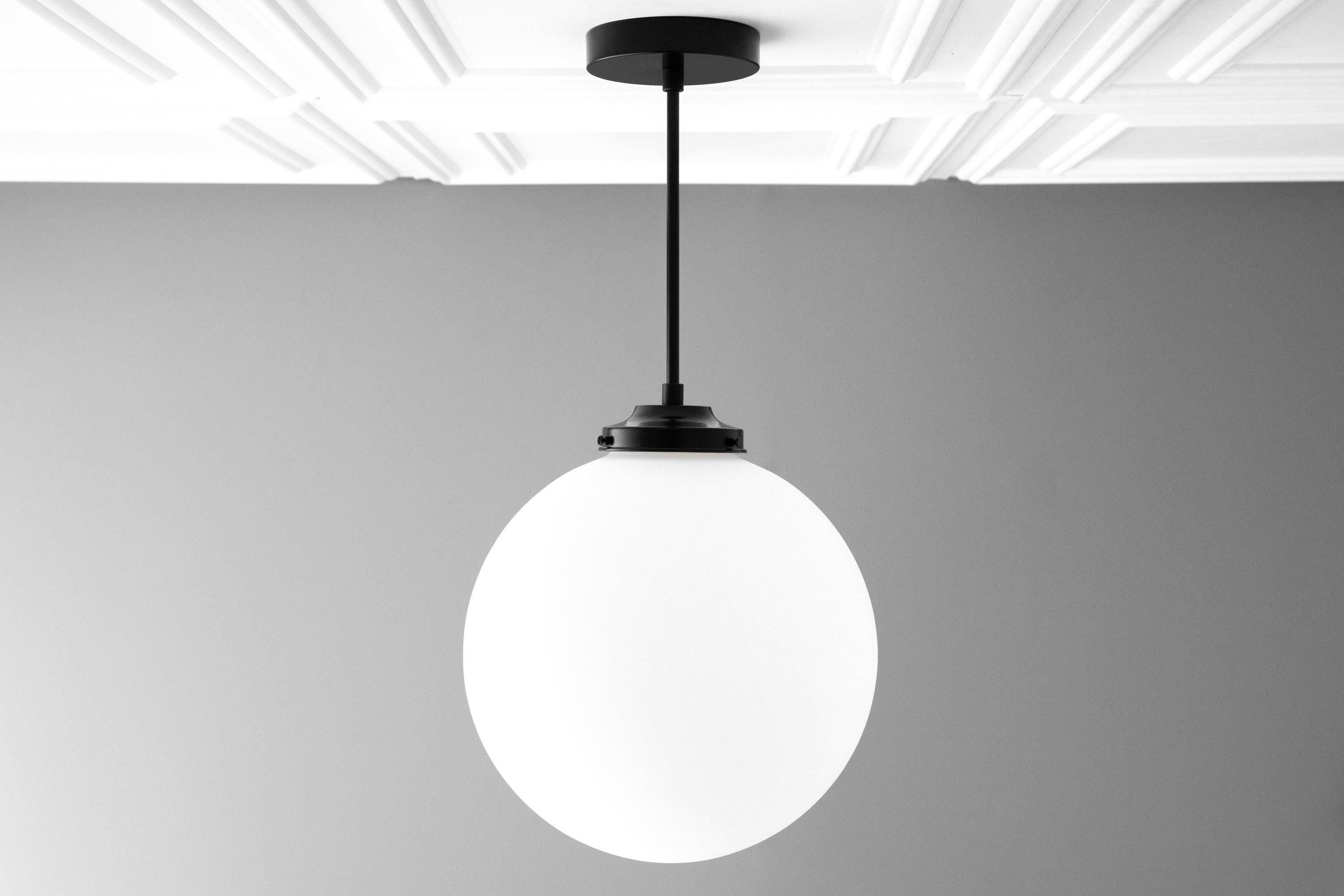 Glorica Glass 12 Inch Globe Ceiling Light - Frosted Glass Art Deco Pendant And Flush Mount K1507
