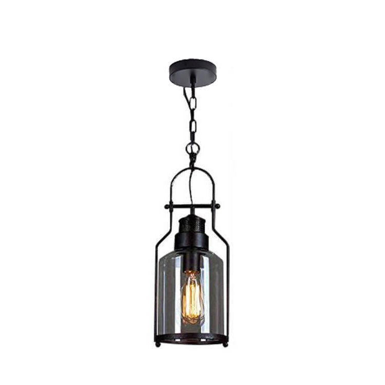 Industrial Vintage Iron Glass Jar 1-Light Pendant Light K843