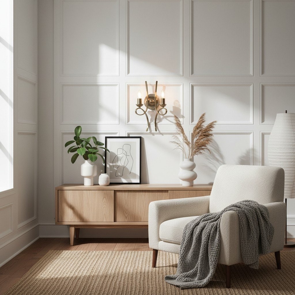 Foline Brushed Brass Wall Light - Timeless Wall Sconce for Living Rooms K1986