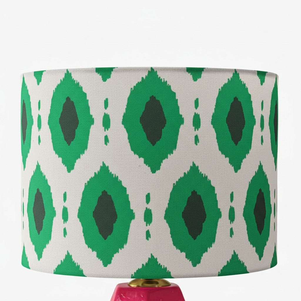 Arivane Ceramic Fabric Shade Table Lamp - Geometric Patterns Shade Table Light for Bedroom K2356