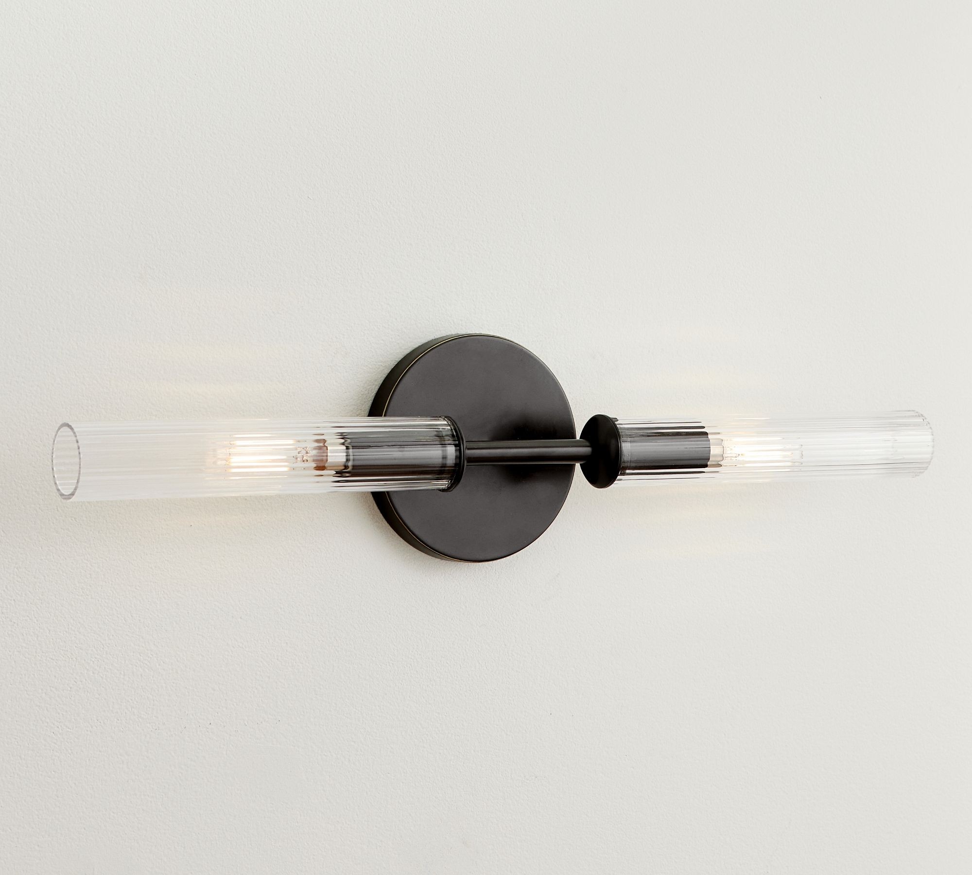Bravira Ribbed Glass Tube Wall Sconce - Wall Light for Living Room and Hallway K1327