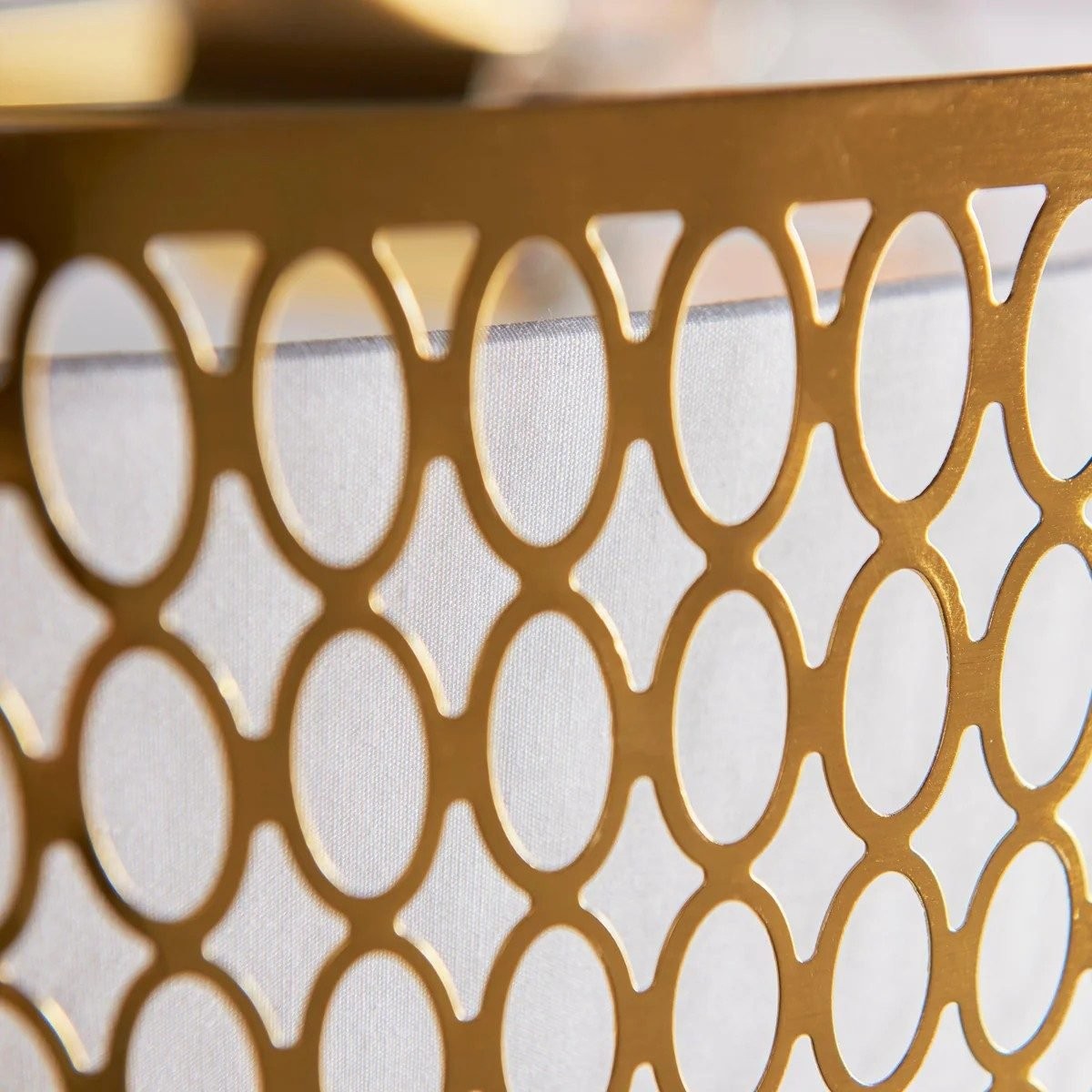 Liorin Geometric Pendant Lamp - Modern Fretwork Metal and Fabric Shade Pendant for Interiors K1873