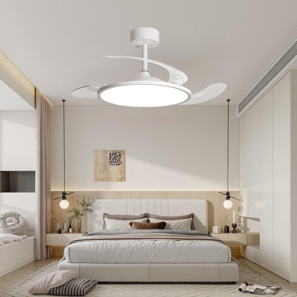 Modern White Round Led Invisible Ceiling Fan Light K1106