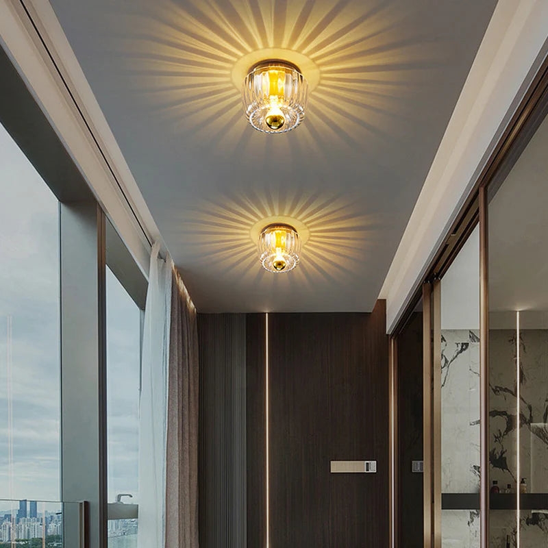 Clara Rays Contemporary Brass Glass Ceiling Light D951