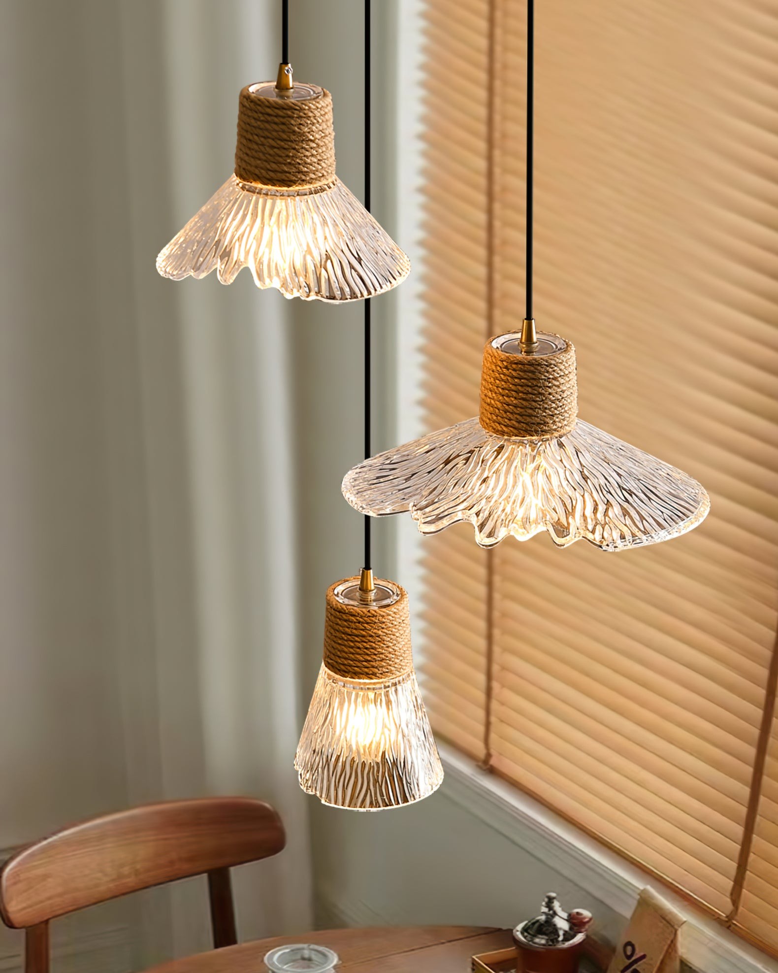 Hemp Rope Glass Pendant Lamp K1031