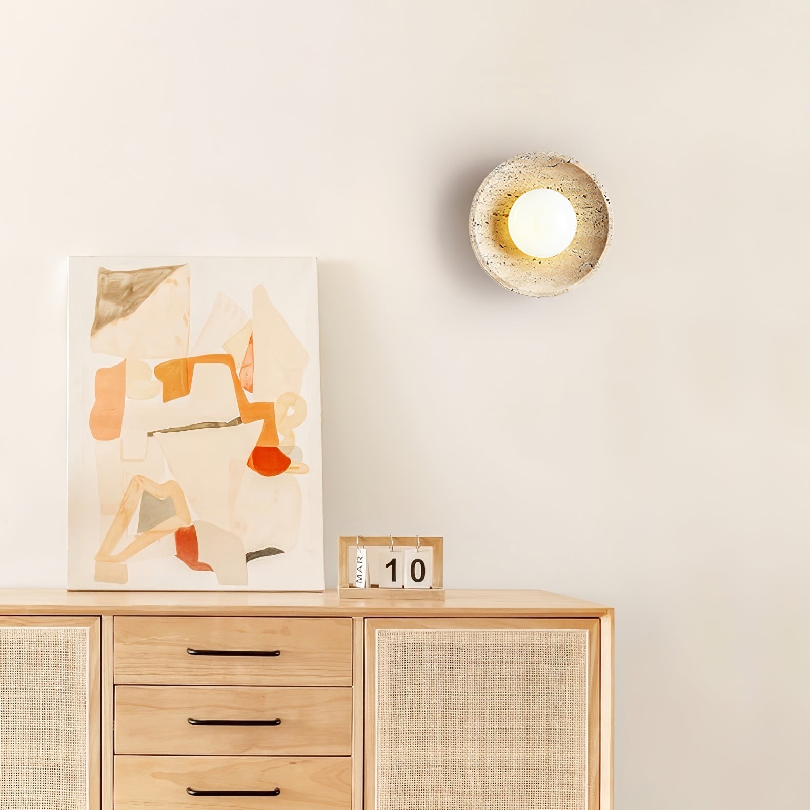 Retro Wabi Sabi Travertine Lunar Eclipse Wall Light K878