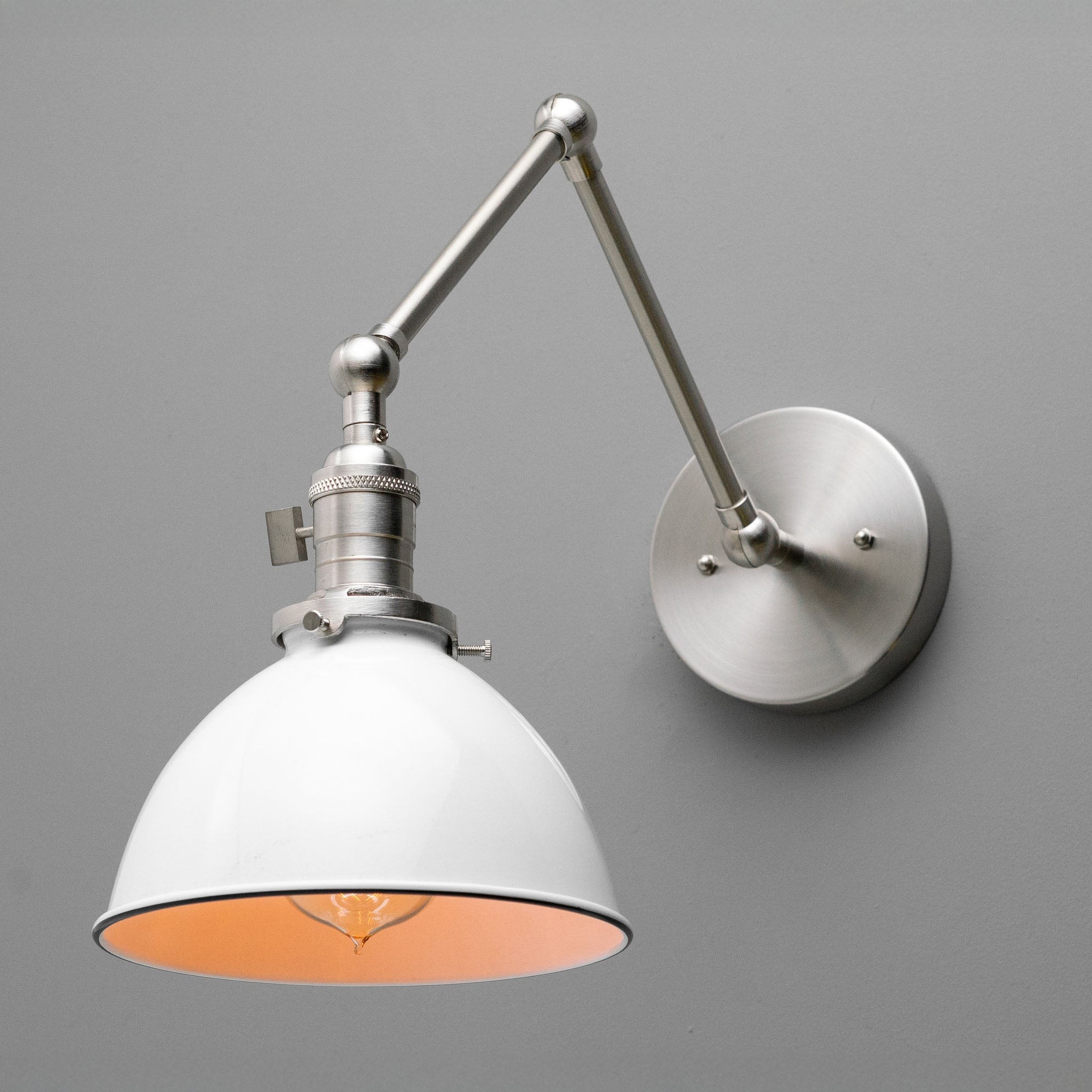 Conique Metal Vintage Industrial Swing Arm Wall Lamp - Adjustable Dome Shade for Study K1467