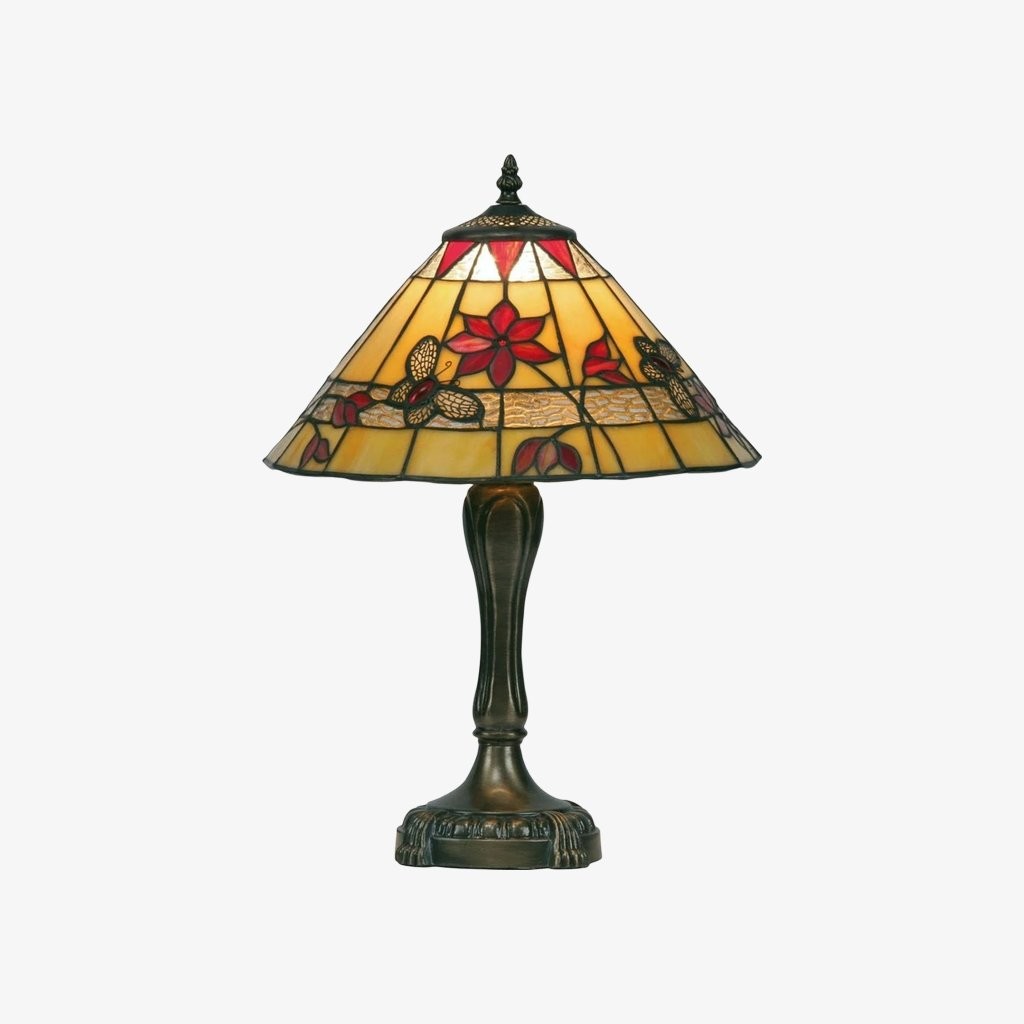 TF Butterfly Table Lamp - Hand-Cut Stained Glass Shade Table Light K1823