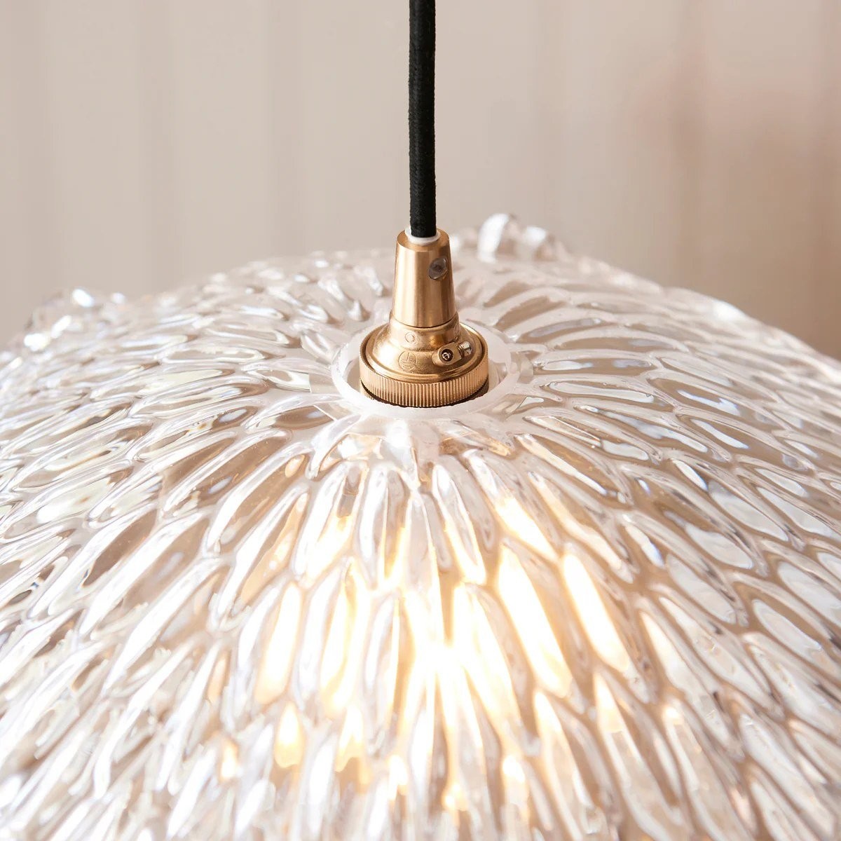 Floriaxis Floral Glass Pendant Light - Floral Glass Shade with Braided Cable for Kitchen K1928