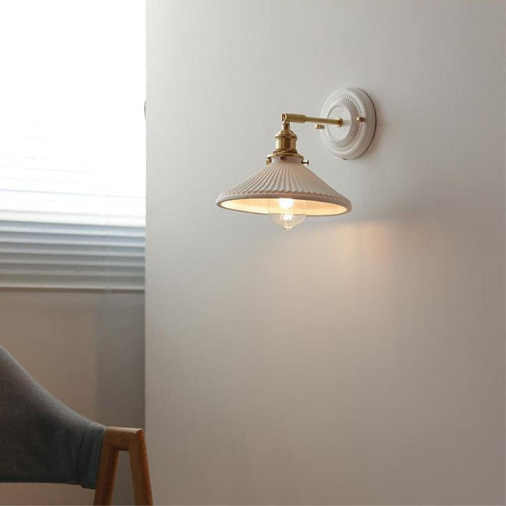 Vintage Japanese Ceramic Brass 1-Light Wall Sconce Lamp K1284