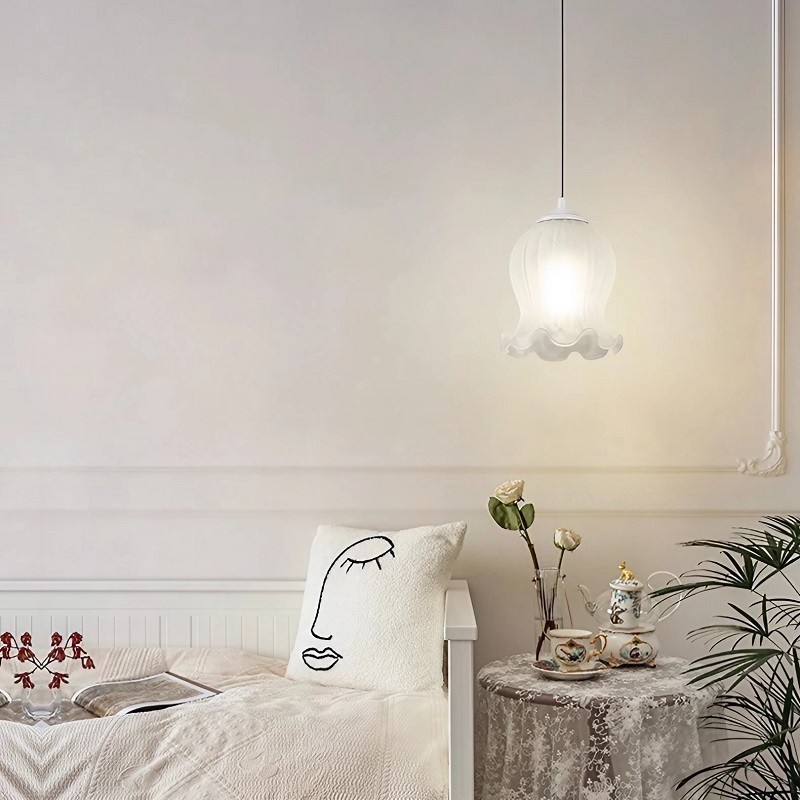 Flower Bud Milk Glass Pendant Light K14