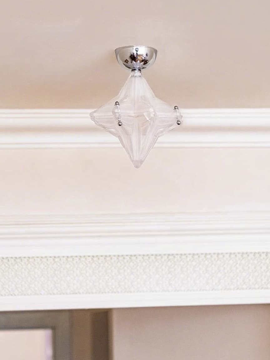 Art Deco Star Ceiling Lamp - Frosted Glass Fixture for Hallway & Entryway - Astris Ceres K1582