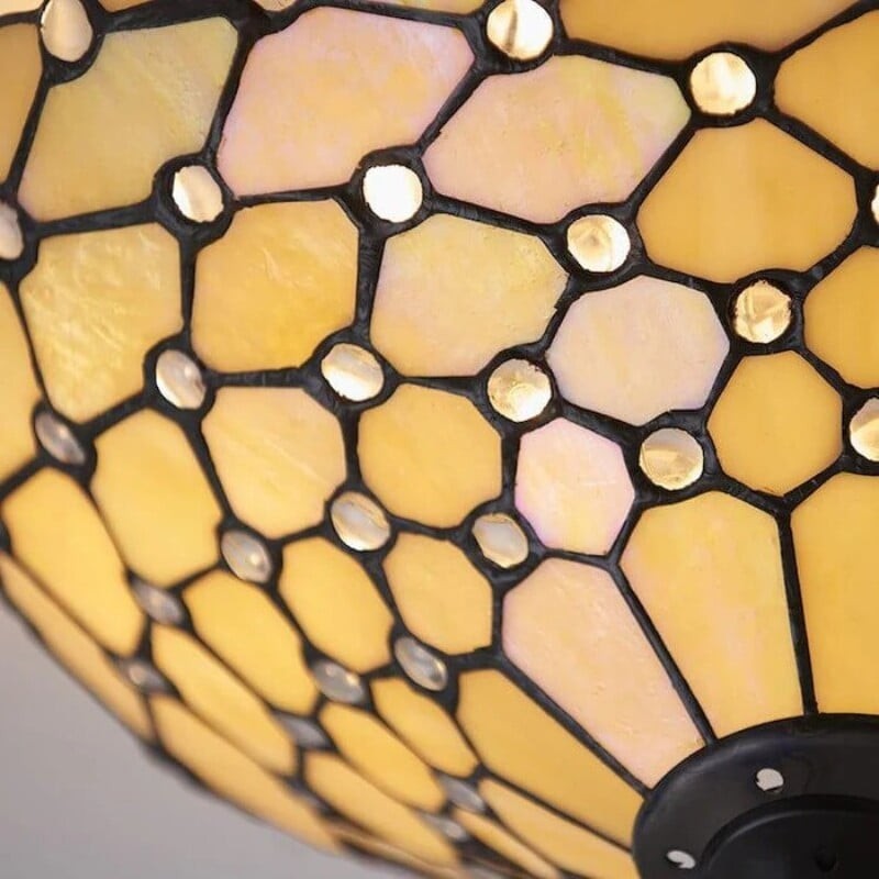 TF Pearl Handcrafted Tiffany Ceiling Light - Art Deco Stained Glass Light for Hallway or Living Room K1967