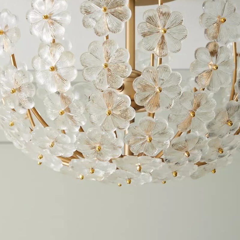 Petala Artistic Metal Semi Flush Ceiling Lamp - Statement Glass Fixture for Home Interiors K1659