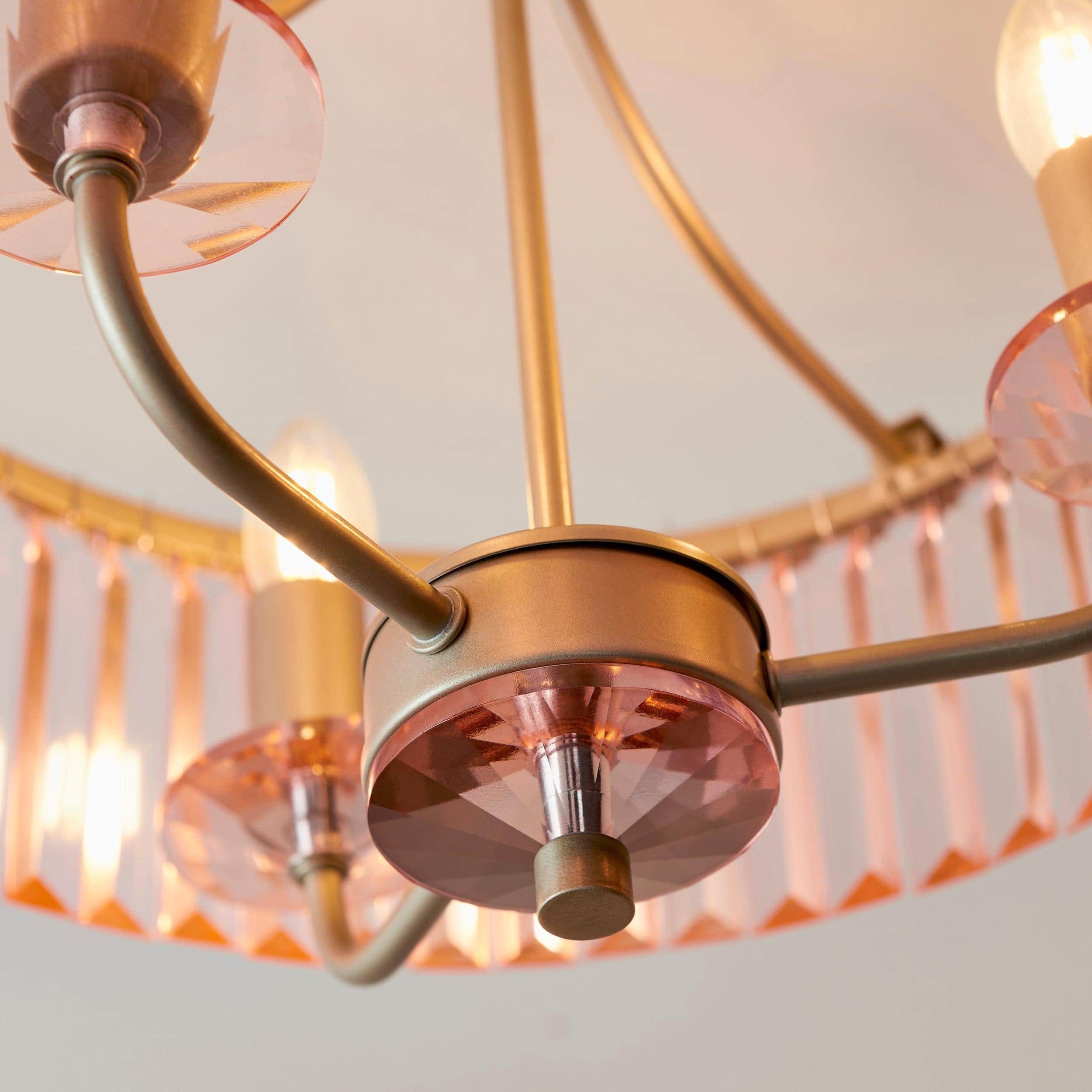 Beveline 3 Light Round Semi Flush - Faceted Cut Glass Shade Metal Finish for Hallways and Bedrooms K1849