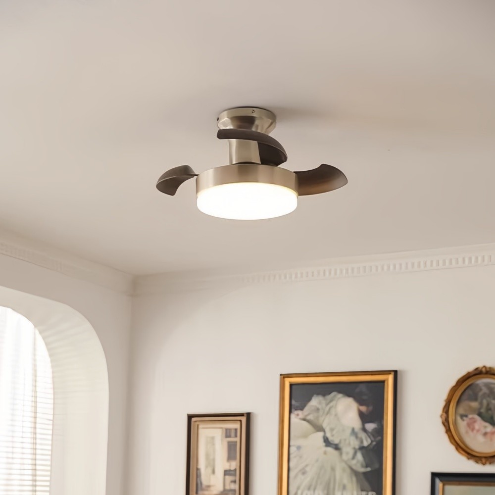 Retro Invisible 3 Blade Ceiling Fan With Light For Living Room K1107