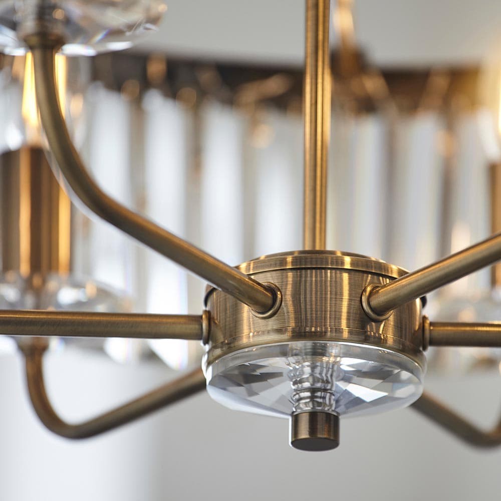 Beveline 6 Light Round Pendant - Cut Glass Shades Elegant Metal Frame for Dining Kitchen Island K1839