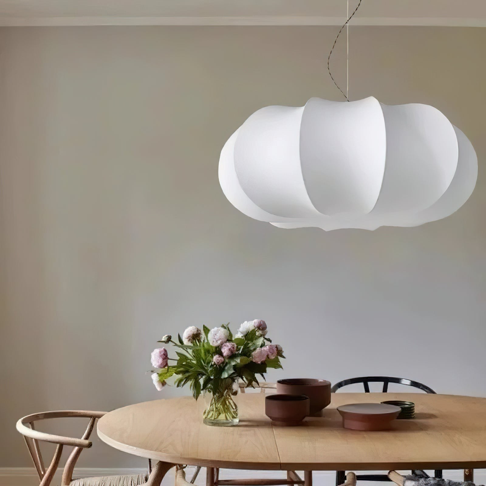 Modern Creative Flat Round Silk Pendant Lamp K551