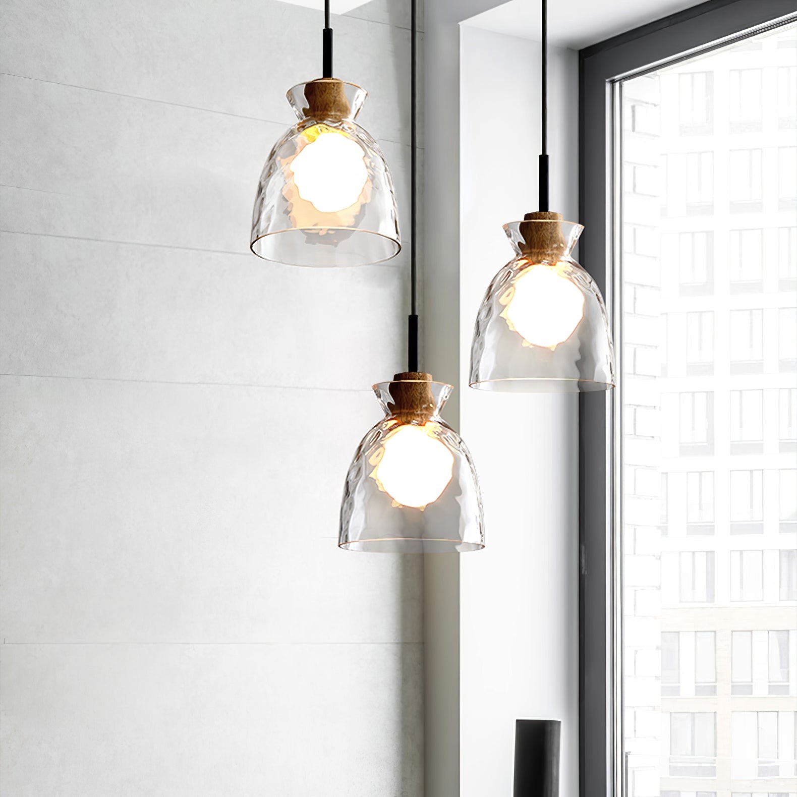 Wavy Glass Pendant Light - Ripple Glass Pendant Light for Dining Room K610