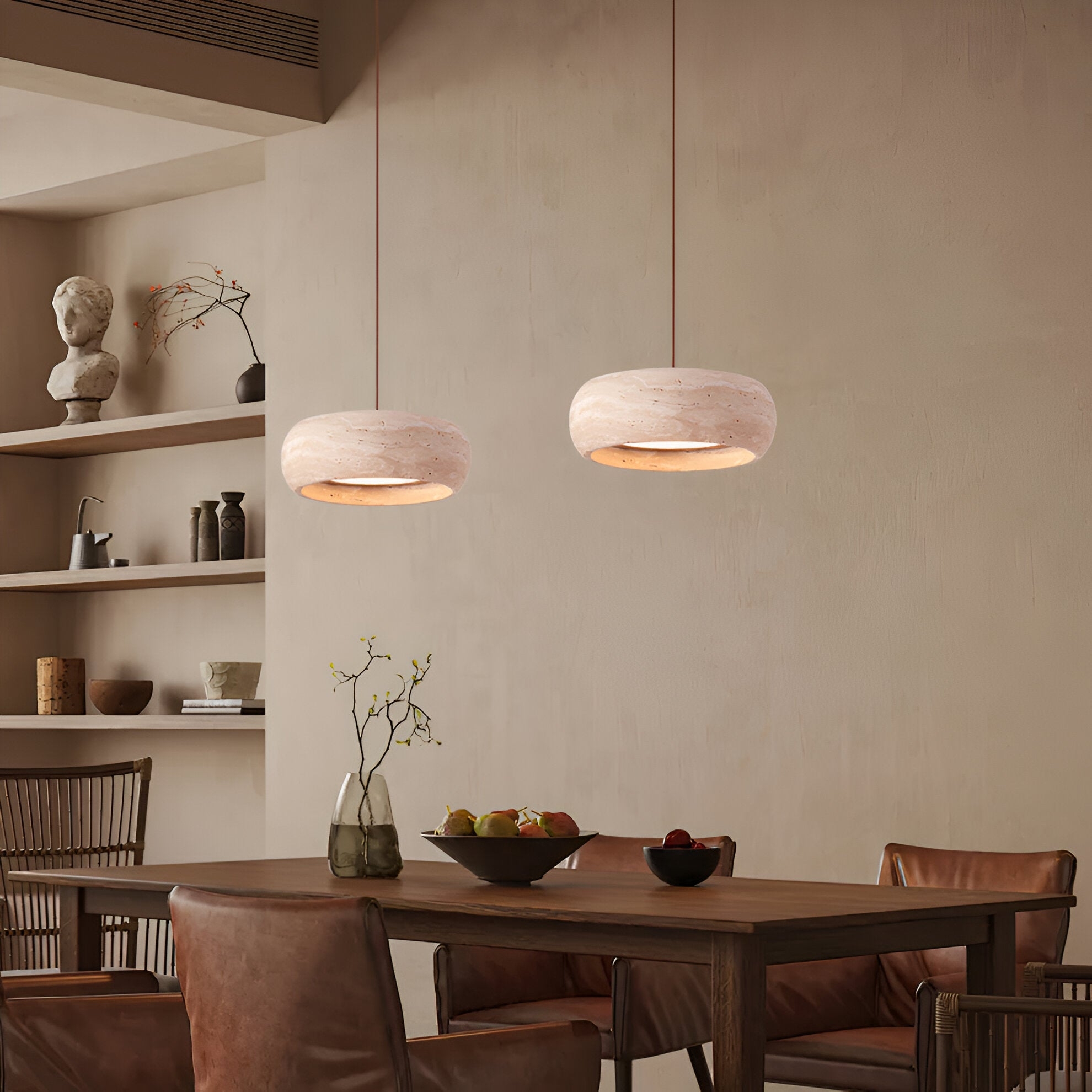 Wabi Sabi Style Travertine Stone Pendant Light D934