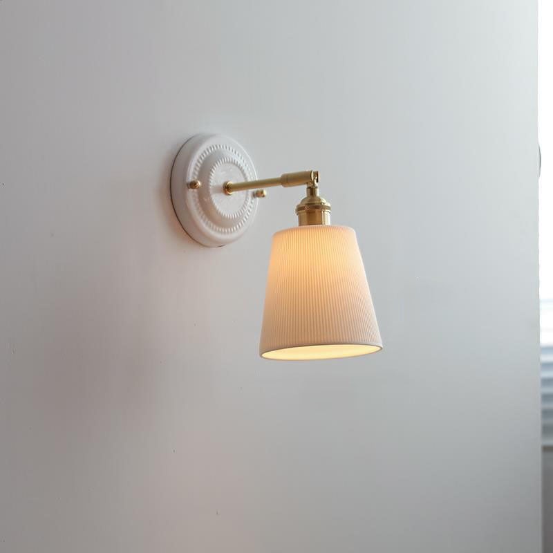 Vintage Japanese Ceramic Brass 1-Light Wall Sconce Lamp K1284