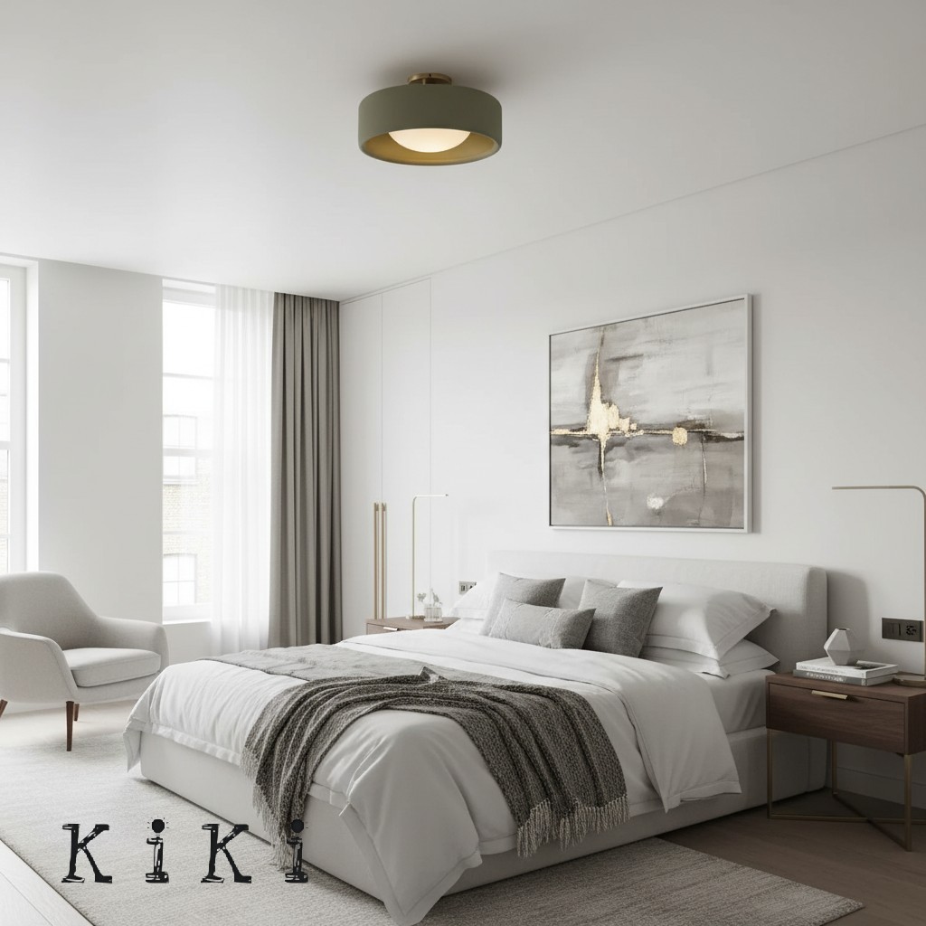 Cerova Modern Porcelain Flush Mount Ceiling Light– Elegant Ivory Shade K1373
