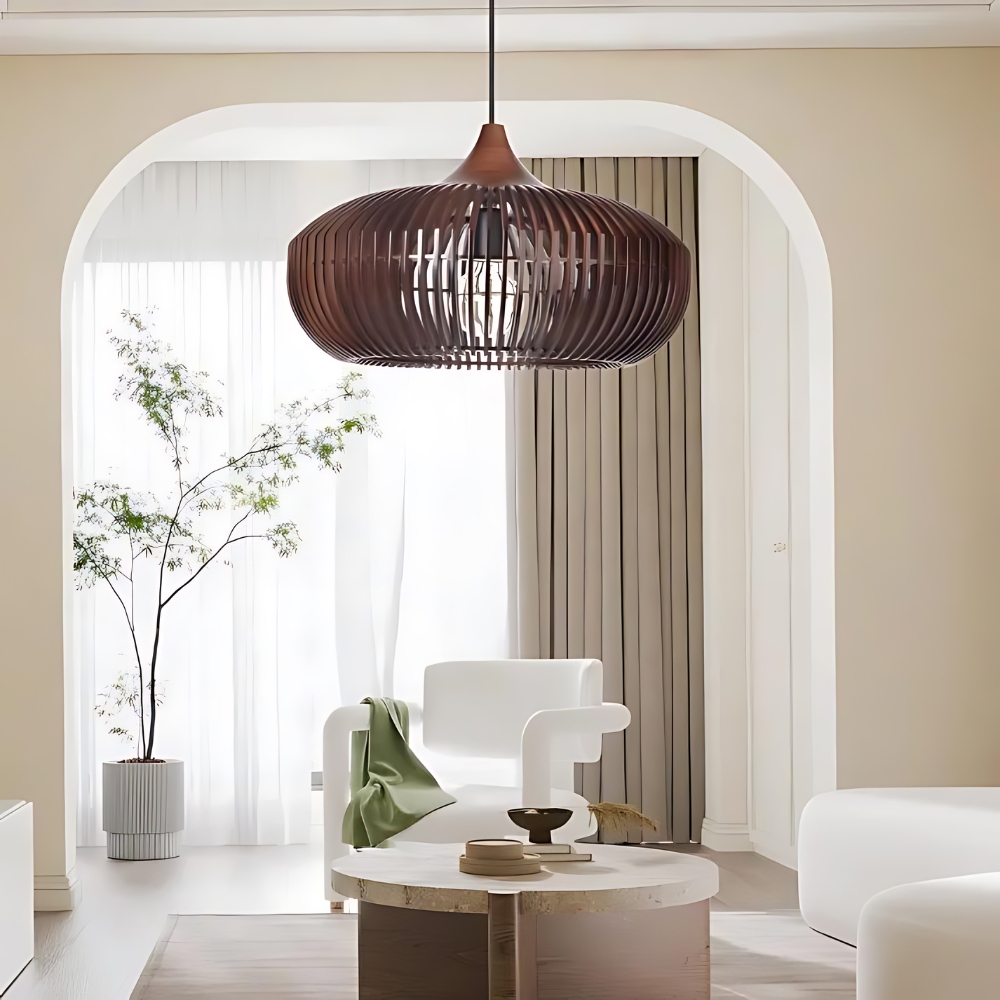 The Halo of Zen Japandi Wood Pendant Light D837