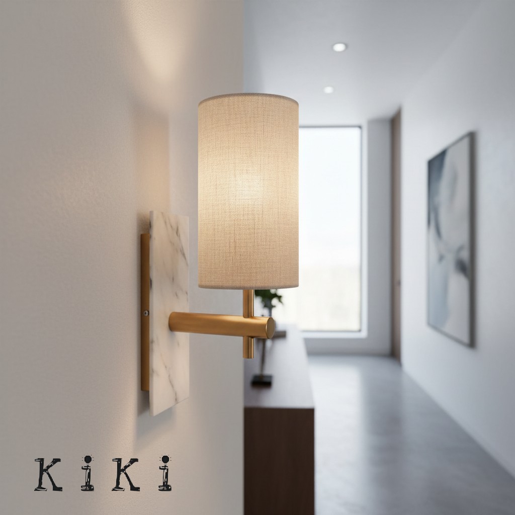 Minimalist Cylinder Linen Wall Lamp – Timeless Sconce for Bedroom & Hallway K1603