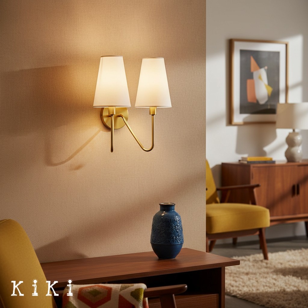 Arcuma Elegant Metal Fabric Shade Wall Sconce - Chic Lighting for Nightstands and Hallways K2077