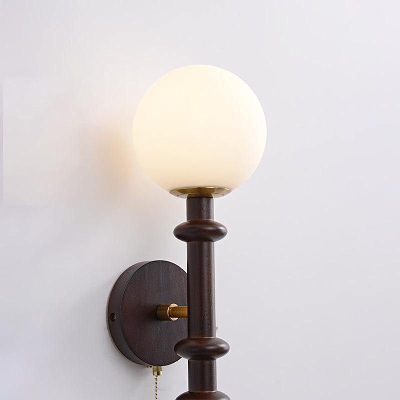 French Simple Vintage Bedside Wooden Glass Wall Lamp K639