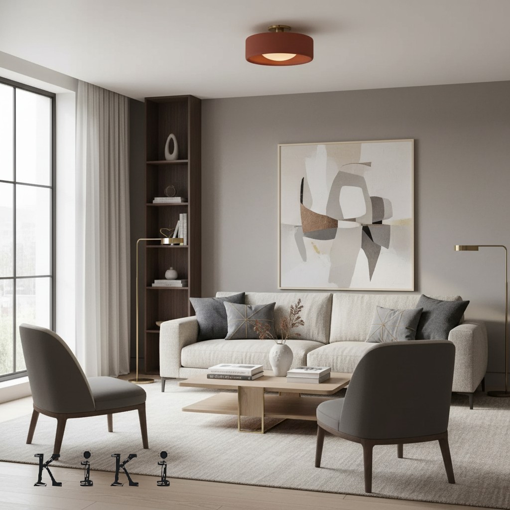 Cerova Modern Porcelain Flush Mount Ceiling Light– Elegant Ivory Shade K1373
