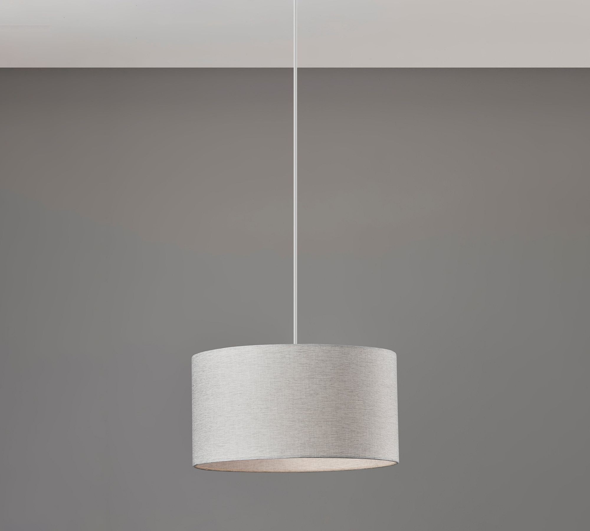 Dumora Fabric Drum Shade Pendant Light - Linen Design Hanging Light K1419