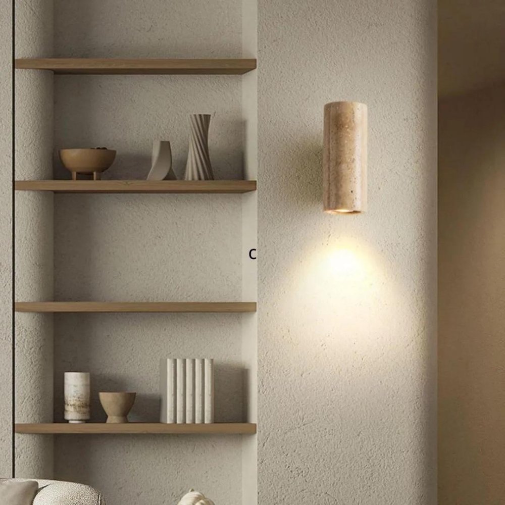 Wabi-Sabi Aura Travertine Wall Light D798