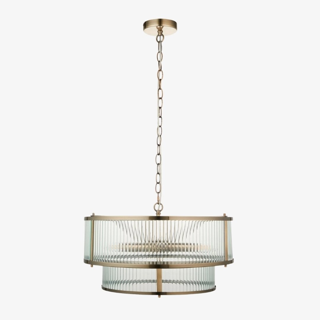 RibGlow Ribbed Glass Pendant Light - Antique Style Pendant Light K1815
