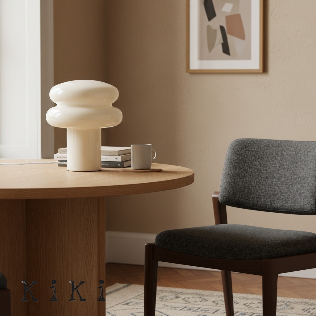 Orra Mushroom Glass Table Lamp - Minimalist Opal Shade Table Light for Home Décor K1428