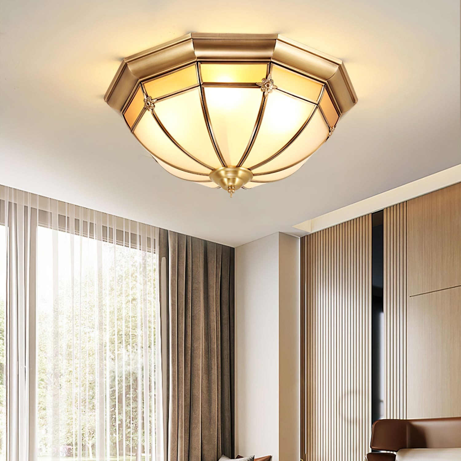 Dome Brass Flush Ceiling Lamp K350